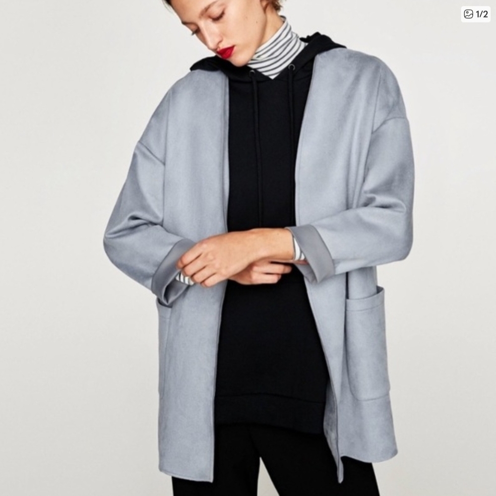 Zara Gray Hooded Blazer